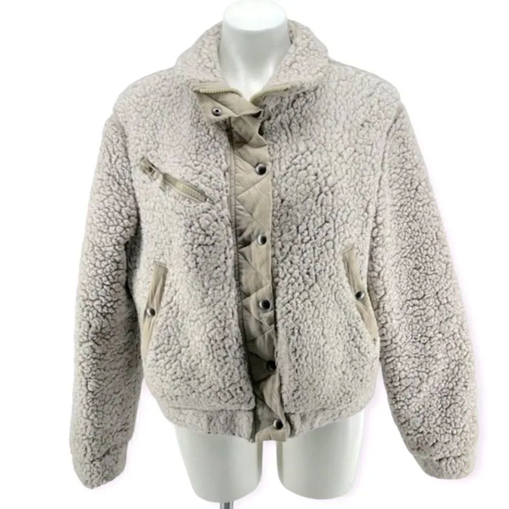 BLANKNYC Women’s Some Life Gray Faux Sherpa Full Zip Teddy Jacket Large